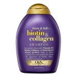 شامپو ضخیم کننده و حجم دهنده مو او جی ایکس مدل Biotin & Collagen حجم 385 میل