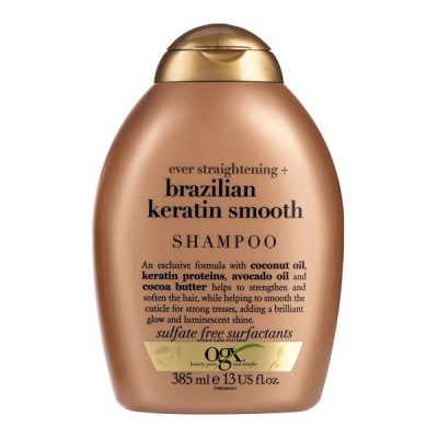 شامپو صاف کننده مو او جی ایکس مدل Brazilian Keratin Smooth حجم 385 میل
