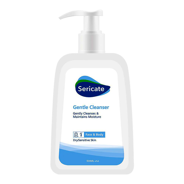 Sericate-gentle-cleanser-&-maintains-moisture-for-face-&-body-dry-&-sensitive-skin-500ml شوینده کرمی ملایم صورت و بدن سری کیت مناسب پوست خشک و حساس حجم 500 میل